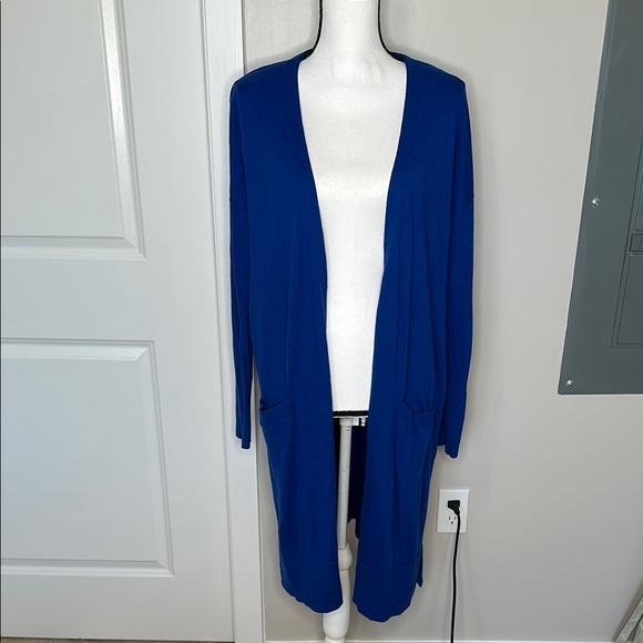Halogen Sweaters - Halogen Blue Cardigan Sweater with Relaxed Fit and Textured Knit